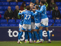 Fraser Horsfall #6 of Stockport County F.C. celebrates his goal during the FA Cup First Round match between Stockport County and Forest Gree...