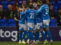 Stockport County F.C. celebrates Fraser Horsfall #6 of Stockport County F.C. making it 1-0 during the FA Cup First Round match between Stock...