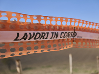 A large crane assembles a wind turbine in the rolling hills of Castelluccio dei Sauri, Foggia, Italy, on November 1, 2024. This wind farm ex...