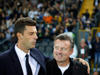 Juventus's head coach Thiago Motta and Udinese's head coach Kosta Runjaic are present during the Italian Serie A Enilive soccer championship...