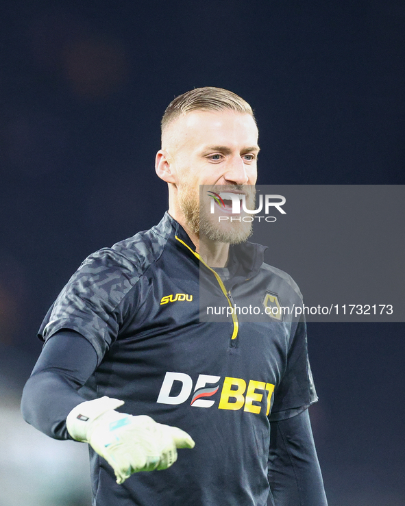 Daniel Bentley of Wolves warms up during the Premier League match between Wolverhampton Wanderers and Crystal Palace at Molineux in Wolverha...