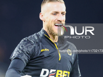 Daniel Bentley of Wolves warms up during the Premier League match between Wolverhampton Wanderers and Crystal Palace at Molineux in Wolverha...