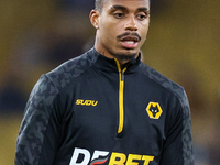 Mario Lemina of Wolves warms up during the Premier League match between Wolverhampton Wanderers and Crystal Palace at Molineux in Wolverhamp...