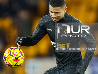 Andre of Wolves warms up during the Premier League match between Wolverhampton Wanderers and Crystal Palace at Molineux in Wolverhampton, En...