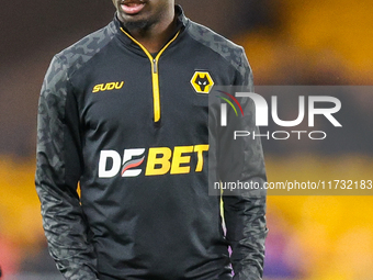 Carlos Forbs of Wolves warms up during the Premier League match between Wolverhampton Wanderers and Crystal Palace at Molineux in Wolverhamp...