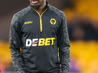 Carlos Forbs of Wolves warms up during the Premier League match between Wolverhampton Wanderers and Crystal Palace at Molineux in Wolverhamp...