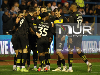 Scott Smith of Wigan Athletic celebrates making it 1-0 during extra time in the FA Cup First Round match between Carlisle United and Wigan A...