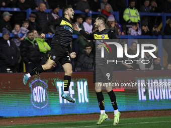 Scott Smith of Wigan Athletic celebrates making it 1-0 during extra time in the FA Cup First Round match between Carlisle United and Wigan A...