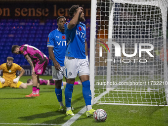 Kyle Wootton #19 of Stockport County F.C. celebrates his goal during the FA Cup First Round match between Stockport County and Forest Green...