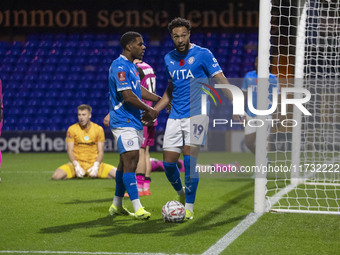 Kyle Wootton #19 of Stockport County F.C. celebrates his goal during the FA Cup First Round match between Stockport County and Forest Green...