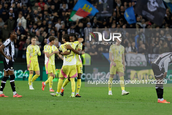 Khephren Thuram of Juventus celebrates after scoring a goal during the Italian Serie A Enilive soccer championship football match between Ud...