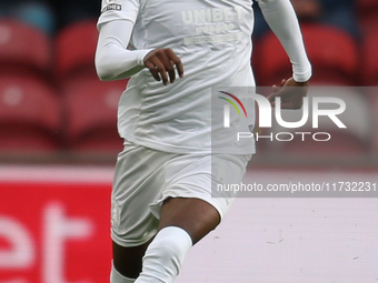 Isaiah Jones of Middlesbrough plays during the Sky Bet Championship match between Middlesbrough and Coventry City at the Riverside Stadium i...