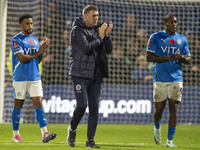 Stockport County manager Dave Challinor applauds at full time during the FA Cup First Round match between Stockport County and Forest Green...