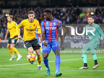 Eddie Nketiah of Crystal Palace is in attacking action during the Premier League match between Wolverhampton Wanderers and Crystal Palace at...