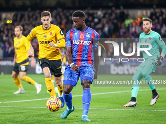 Eddie Nketiah of Crystal Palace is in attacking action during the Premier League match between Wolverhampton Wanderers and Crystal Palace at...