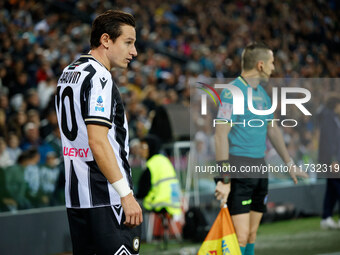 Florian Thauvin of Udinese participates in the Italian Serie A Enilive soccer championship match between Udinese Calcio and Juventus FC at B...