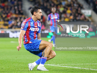 Number 12, Daniel Munoz of Crystal Palace, is in attacking action during the Premier League match between Wolverhampton Wanderers and Crysta...