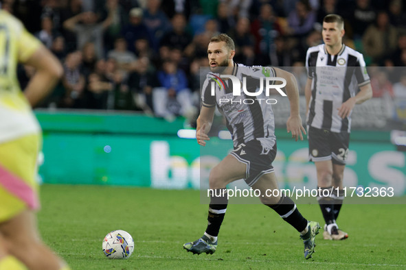 Jesper Karlstrom of Udinese participates in the Italian Serie A Enilive soccer championship football match between Udinese Calcio and Juvent...