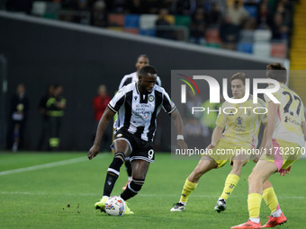 During the Italian Serie A Enilive soccer championship football match between Udinese Calcio and Juventus FC at Bluenergy Stadium in Udine,...