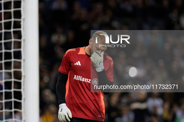 Michele Di Gregorio of Juventus participates in the Italian Serie A Enilive soccer championship match between Udinese Calcio and Juventus FC...