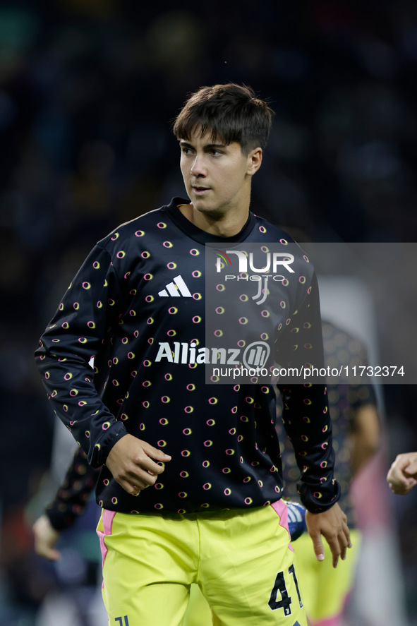 Javier Gil Puche of Juventus plays during the Italian Serie A Enilive soccer championship match between Udinese Calcio and Juventus FC at Bl...