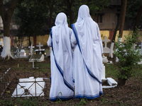 Nuns offer prayers on the grave during the All Souls' Day observation in Guwahati, India, on November 2, 2024. All Souls' Day is a Christian...