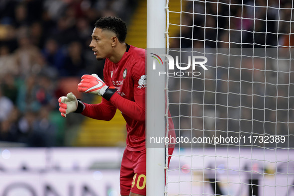 Maduka Okoye of Udinese participates in the Italian Serie A Enilive soccer championship football match between Udinese Calcio and Juventus F...