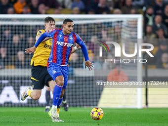 Daniel Munoz, number 12 of Crystal Palace, is on the ball during the Premier League match between Wolverhampton Wanderers and Crystal Palace...