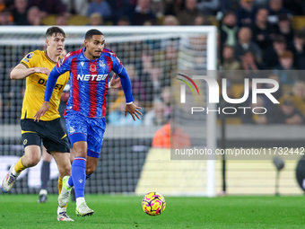 Daniel Munoz, number 12 of Crystal Palace, is on the ball during the Premier League match between Wolverhampton Wanderers and Crystal Palace...