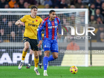 Daniel Munoz, number 12 of Crystal Palace, is on the ball during the Premier League match between Wolverhampton Wanderers and Crystal Palace...