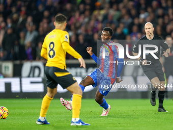 Eddie Nketiah of Crystal Palace passes forward during the Premier League match between Wolverhampton Wanderers and Crystal Palace at Molineu...