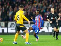 Eddie Nketiah of Crystal Palace passes forward during the Premier League match between Wolverhampton Wanderers and Crystal Palace at Molineu...