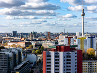 A drone captures a view in Berlin, Germany, on November 2, 2024. (