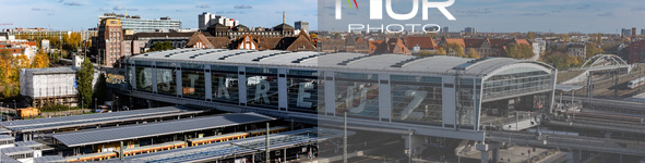 A drone captures a view of the transport nodal point of Ostkreuz in Berlin, Germany, on November 2, 2024. The station connects local transpo...