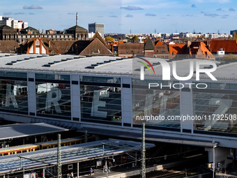 A drone captures a view of the transport nodal point of Ostkreuz in Berlin, Germany, on November 2, 2024. The station connects local transpo...