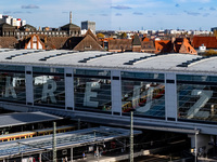 A drone captures a view of the transport nodal point of Ostkreuz in Berlin, Germany, on November 2, 2024. The station connects local transpo...