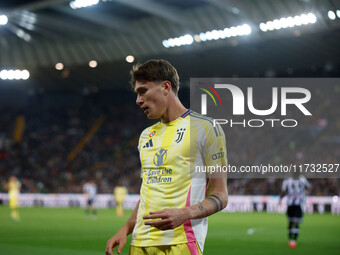 Nicolo Savona of Juventus participates in the Italian Serie A Enilive soccer championship match between Udinese Calcio and Juventus FC at Bl...