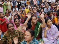 Minority people participate in a protest demanding protections for Hindus and other minorities in Dhaka, Bangladesh, on November 2, 2024. Fo...