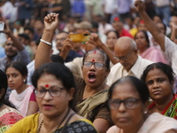 Minority people participate in a protest demanding protections for Hindus and other minorities in Dhaka, Bangladesh, on November 2, 2024. Fo...