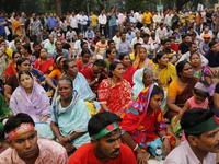 Minority people participate in a protest demanding protections for Hindus and other minorities in Dhaka, Bangladesh, on November 2, 2024. Fo...