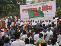 Minority people participate in a protest demanding protections for Hindus and other minorities in Dhaka, Bangladesh, on November 2, 2024. Fo...