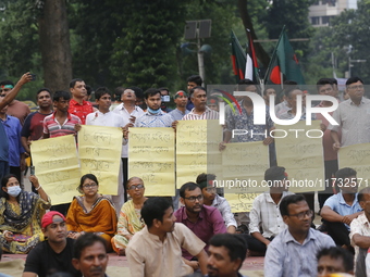 Minority people participate in a protest demanding protections for Hindus and other minorities in Dhaka, Bangladesh, on November 2, 2024. Fo...