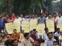 Minority people participate in a protest demanding protections for Hindus and other minorities in Dhaka, Bangladesh, on November 2, 2024. Fo...