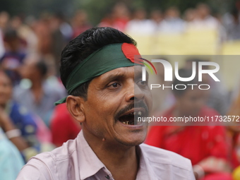 Minority people participate in a protest demanding protections for Hindus and other minorities in Dhaka, Bangladesh, on November 2, 2024. Fo...