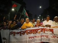 Minority people participate in a protest demanding protections for Hindus and other minorities in Dhaka, Bangladesh, on November 2, 2024. Fo...