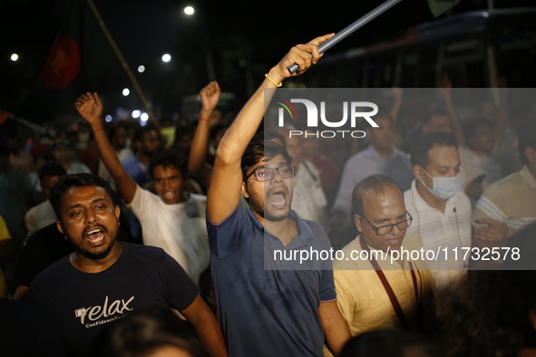 Minority people participate in a protest demanding protections for Hindus and other minorities in Dhaka, Bangladesh, on November 2, 2024. Fo...