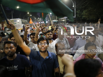 Minority people participate in a protest demanding protections for Hindus and other minorities in Dhaka, Bangladesh, on November 2, 2024. Fo...