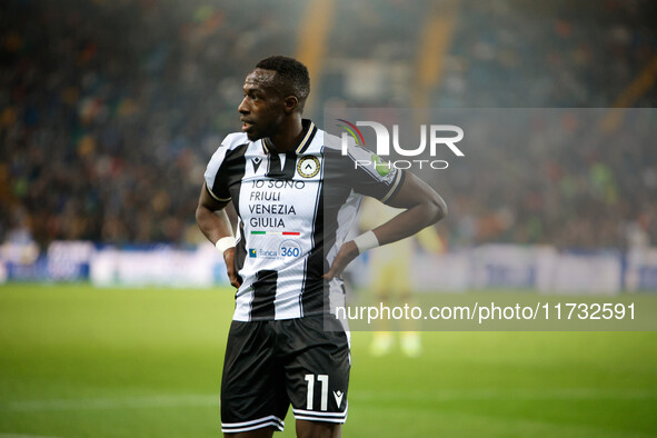 Hassane Kamara of Udinese participates in the Italian Serie A Enilive soccer championship football match between Udinese Calcio and Juventus...