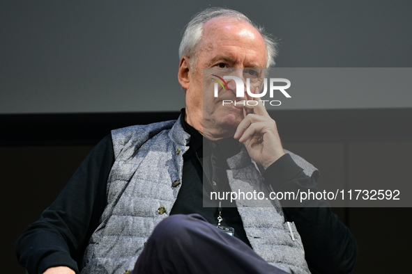 Hubert Vedrine, former Minister of Europe and Foreign Affairs of France, attends the first book fair in Valence, France, on November 2, 2024...