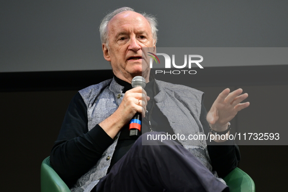 Hubert Vedrine, former Minister of Europe and Foreign Affairs of France, attends the first book fair in Valence, France, on November 2, 2024...